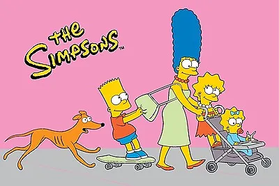 Simpsons Walk -N- Roll Pink Background Collector's Fun Rug 39  By 58  New • $39.90