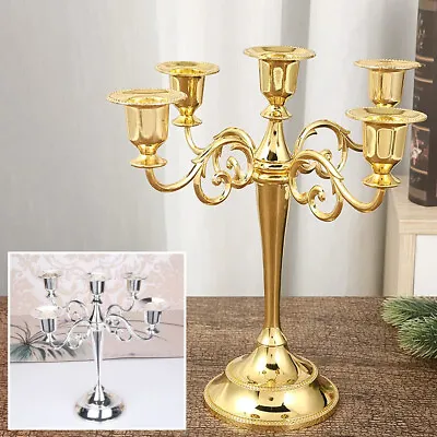 Table Candlesticks Candelabra Home Party Wedding Dining 5-Arm Candle Holder New • £13.69