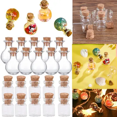 20-400PC Small Mini Glass Bottles With Wooden Cork Tiny Wishing Vials Wholesale • $8.99