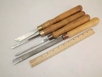 Lot Of 4 Old Vintage Wood Lathe Turning Tools Parting Tools And Skew Scrapers • $6.63