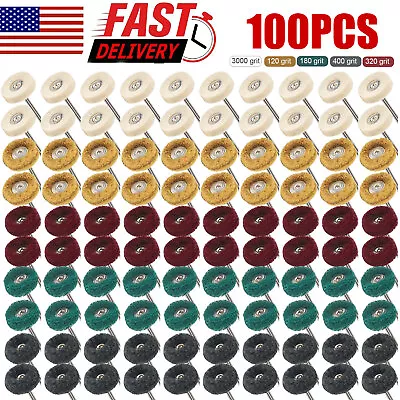 100x Rotary Metal Finishing Polishing Buffing Wheel Burr Kit Set For Dremel Tool • $15.22