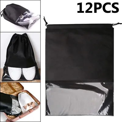 £6.69 • Buy 12× Travel & Daily Shoe Bag Portable Non-Woven Drawstring Shoes Storage Bags UK