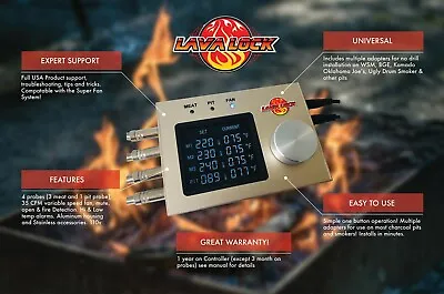 Temp Controller Kit For Big Green Egg Primo Kamado King Joe Grill LavaLock ATC-2 • $184.99