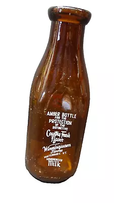 Vintage Amber Milk Bottle Winnisquam Farms WaterburyVT • $22