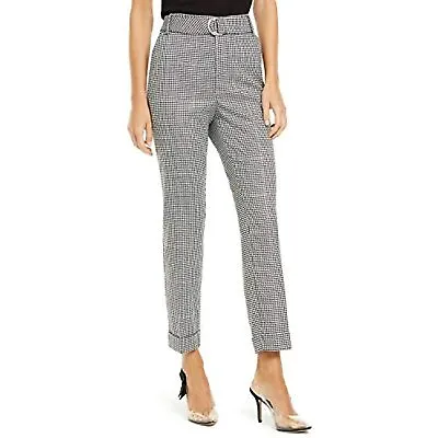 $32 • Buy $90 INC Houndstooth-Print Tapered-Leg Pants Houndstooth Black 6
