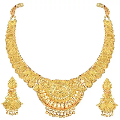 Indian Traditional Choker Design One Gram Gold Plated Jewellery Set For Women • $25.74