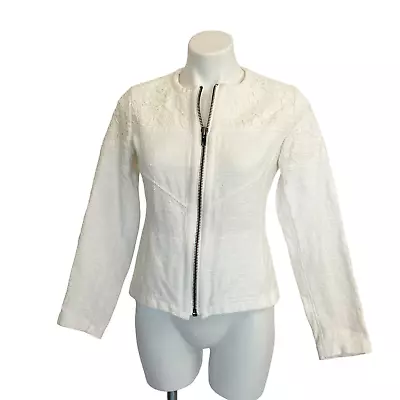 Cabi | Women's Ivory Lace Zip Up Jacket | Size: S • $22