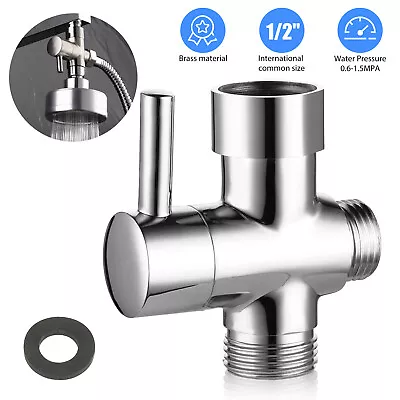 3 Way T-adapter Chrome For Shower Head Arm Mount Diverter Valve Splitter G1/2  • $10.98