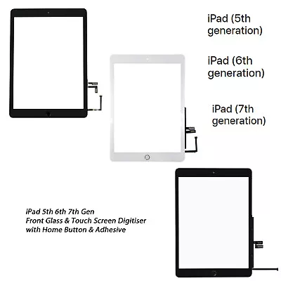 NEW IPad 5th 6th 7th Gen Front Glass Digitiser Touch Screen A1822 A1893 A2197  • £10.95