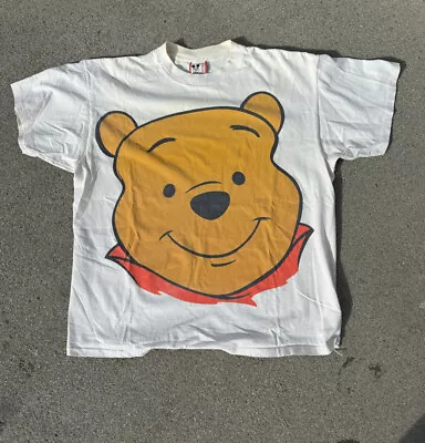 VTG 90s Walt Disney Winnie The POOH Big Print T Shirt Like XL • $150