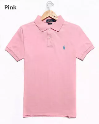 Men's Slim Fit Cotton Polo Shirt Top T-Shirt Short Sleeve Button Down Collar • £21.69