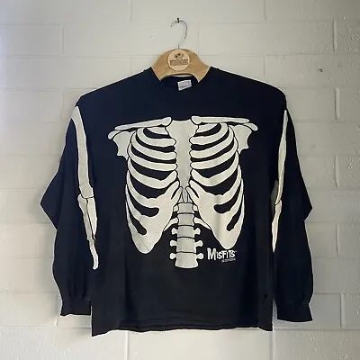 Vintage 90s Misfits 1997 Skeleton Bones Long Sleeve XL T Shirt Glow In The Dark • $194.35