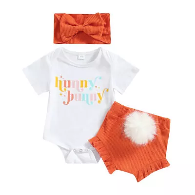 Newborn Infant Baby Girl Romper Tops Pants Headband Clothes Outfit Set Summer AU • $22.70