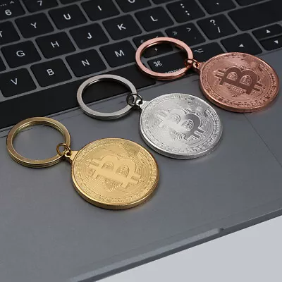 Copper Plated Friends Gifts Bitcoin Key Chain Commemorative Collectors Key Ring • $7.78