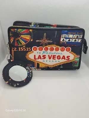 Frankie & Johnnie Las Vegas Beaded Make-up Case Bag PokerRouletteCasino • £13.49