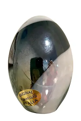 Original Murano Glass Italia Silver Black White Egg Hollow Rare Original Label • $28.99