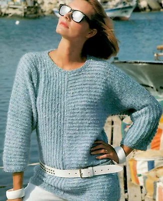 Knitting Pattern - Ladies Raglan Sleeve Jumper  (6 Sizes - 30 -40 )A0176 • £2.15