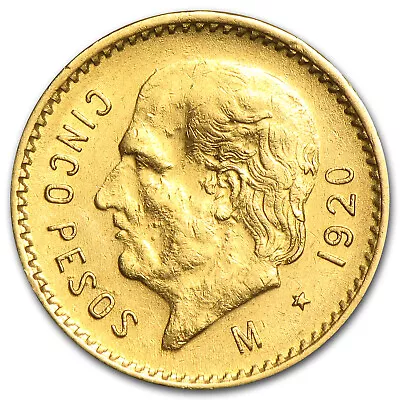 1920 Mexico Gold 5 Pesos AU • $393.10