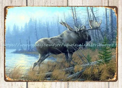  Garage Cottage Kitchens Wildlife Moose Forest Animal Metal Tin Sign • $18.96