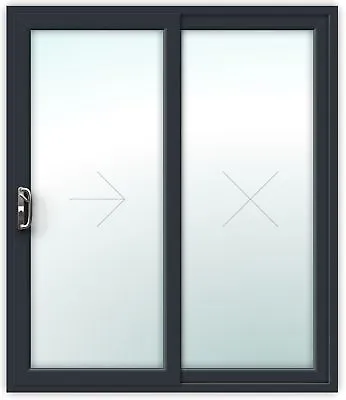 Sliding Patio Door 2-pane / UPVC / Grey-on-White /  FREE DELIVERY UK MADE  • £937.50