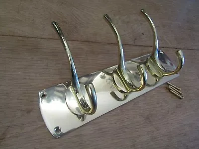 SOLID BRASS Retro Victorian Hat And Coat Hook Rail Rack Board Hanger BRASS • £5.99