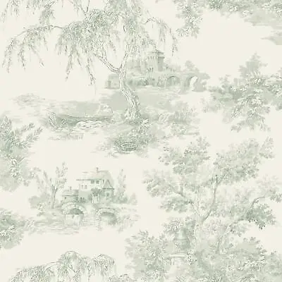 Grandeco Toile Trees Wallpaper French Chateau Vintage Toile De Jouy Green A69801 • £15.99