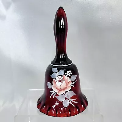 Vintage 1982 WESTMORELAND Glass Bells Red Hand Painted Signed • $10