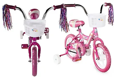 12  Beginner Girls Bicycle With Training Wheels Basket Kid's Bike Gift Foam Tire • $64.99