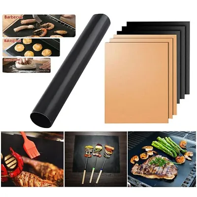 BBQ Grill Mat Reusable Bake Sheet Resistant Teflon Meat Barbecue Non-Stick AD10 • $5.90