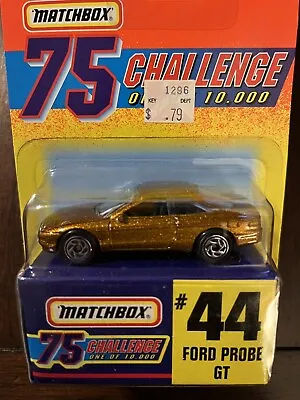 1997 Edition Matchbox 75 Challenge #44 Ford Probe GT Coupe Gold Mtflk - 1:64 NIP • $6.99