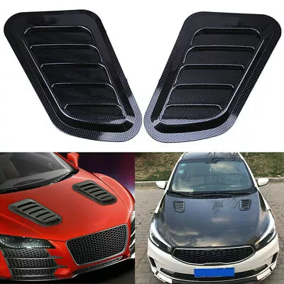 $22.20 • Buy Carbon Fiber Car Air Flow Fender Decor Intake Hood Scoop Vent Bonnet Cover