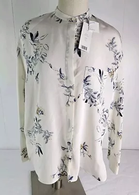 Vince 100% Silk Floral Button Down Blouse TopCream Colored Sz S V472211954 NWT • $64.99