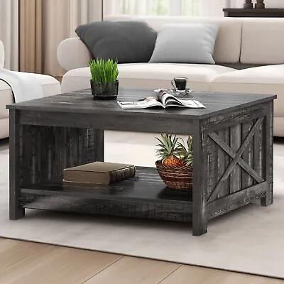 Square Coffee Table With Lift Top Hidden Storage Square Center Table Living Room • $89.99