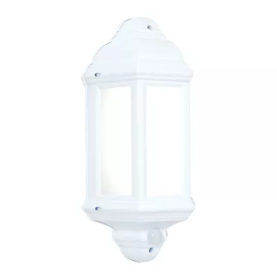 SAXBY 7W LED PIR Outdoor Half Wall Lantern Motion Security Sensor White IP44  • £25.99
