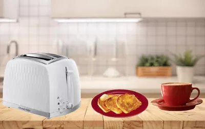 £22.99 • Buy Russell Hobbs Honeycomb 2 Slice Toaster Extra Wide Slots High Lift White - 26060