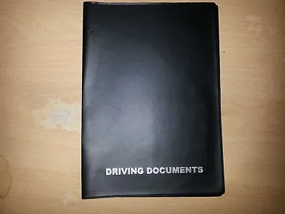 A5 BLACK CAR DOCUMENT HOLDER HOLDER WITH CARD POCKET - Printed In Silver • £3.99