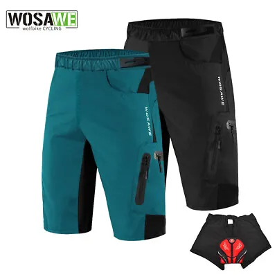 Men's Cycling Baggy Shorts MTB Mountain Bike Ride Pants 3D Gel Padded Underwear • $35.15