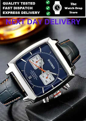 £20.99 • Buy HONMIN Monaco Chronograph Calibre 12 Mens Luxury Quartz Leather Strap Watch New