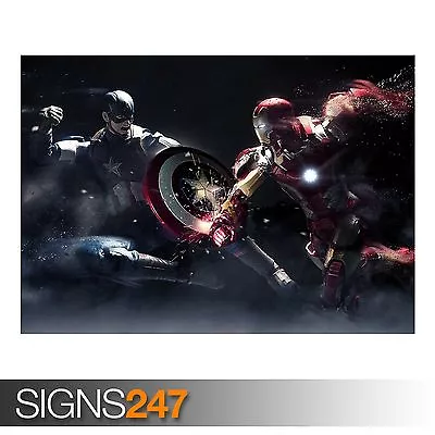 CAPTAIN AMERICA VS IRON MAN (AB082) MOVIE POSTER - Poster Print Art A0 A1 A2 A3 • £1.49