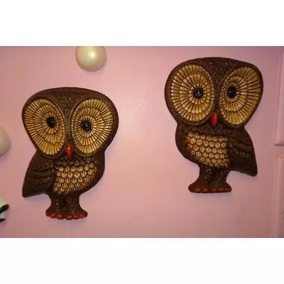 Vintage Barred Owl Pair Wall Hanging Mcm 1970s Plaque Retro Kitsch Home Decor • $23.99