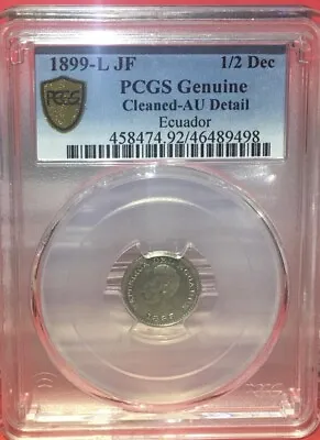 Ecuador  1/2  Decimo 1899  Km # 55.1  Pcgs Cleaned - Au. • $59.50