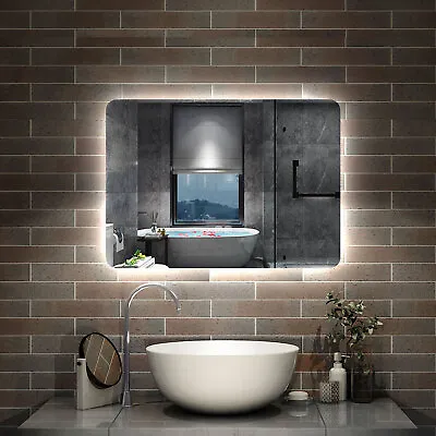 Illuminated Bathroom Mirror With LED Light Bluetooth Shaver Socket Demister • £79.99