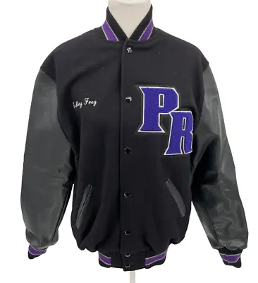 NEFF Black & Purple Wool & Leather Varsity Lettermen Jacket PR Adult Size Medium • $99.99