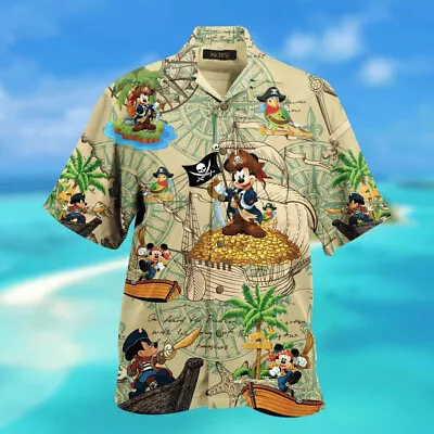 Hunting Treasures With Pirates Mickey Mouse Hawaiian Shirt • $31.50
