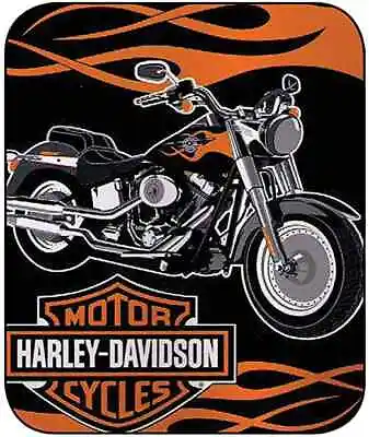 $60 • Buy Premium Harley-Davidson Fatboy Royal Plush Throw, 60 X 80