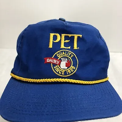 Vintage Pet Dairy Royal Blue With Gold Braid Adjustable Strapback Cap/ Hat • $13