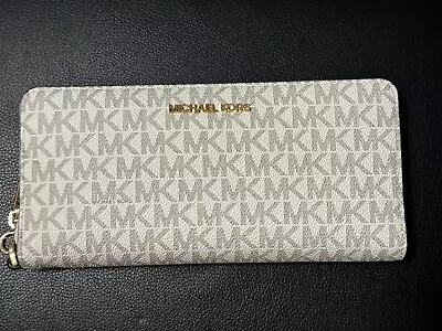 Michael Kors Jet Set Travel Large Continental Wallet Wristlet MK Vanilla • $69