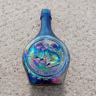 $14.99 • Buy 1969 Wheaton APOLLO 11 Commemorative Iridescent BLUE Carnival Style GLASS Bottle