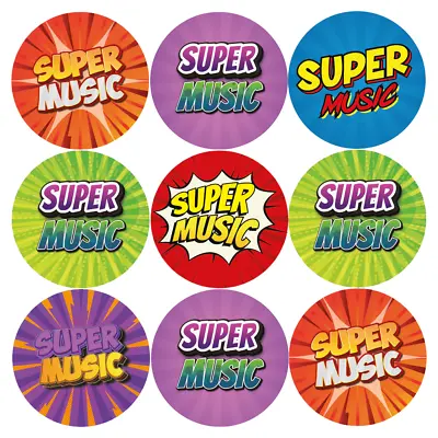 144 Super Music Comic Reward Stickers For School Teachers Children (30mm) • £2.98