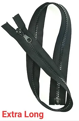 £4.15 • Buy EXTRA LONG Black Chunky Plastic Zips No5  Open Ended Sizes  26 Inch To 80 Inch